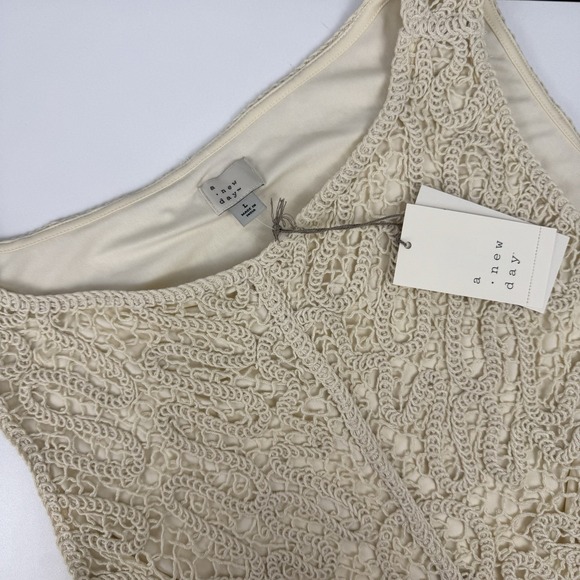 Boho Crochet Lace‎ Tank Top Cream A New Day Sleeveless L Lined Romantic Chic NWT - Picture 8 of 9